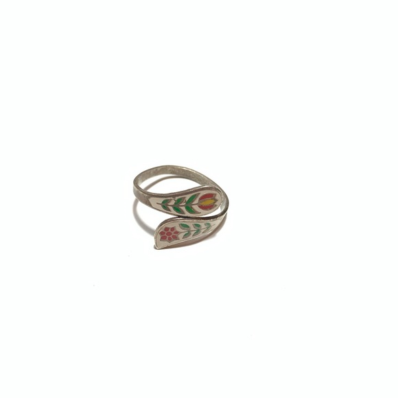 Vintage Jewelry - Vintage Nordic enamel sterling silver ring sz 6